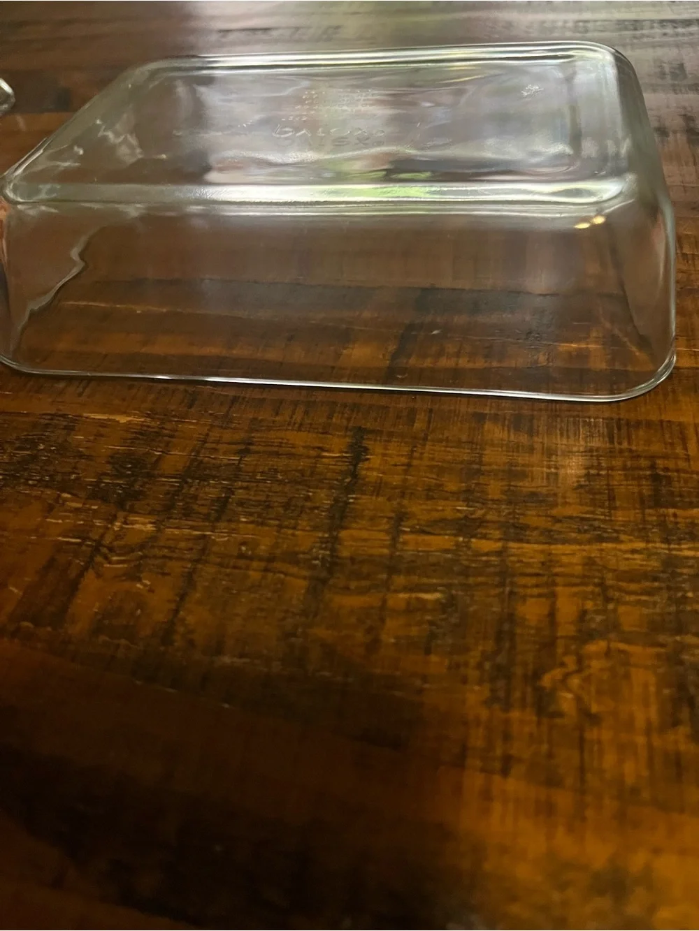 Pyrex Embossed Glass Marking with Gold Hue